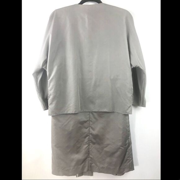 PORTS 1961 Silver Zip Front Trench Coat- Size 2 - Picture 3 of 11
